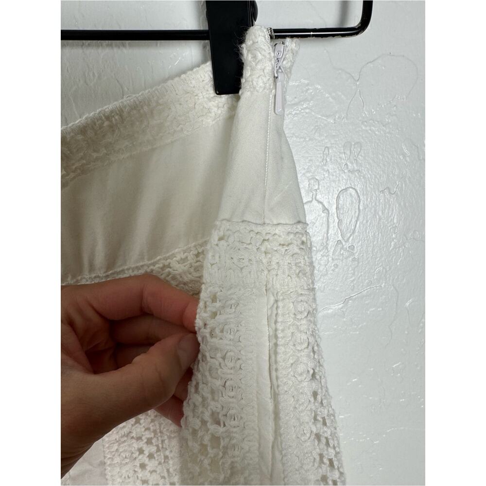 Y2K New York & Company White Open Knit Crochet Skater A-line Skirt - Picture 7 of 13